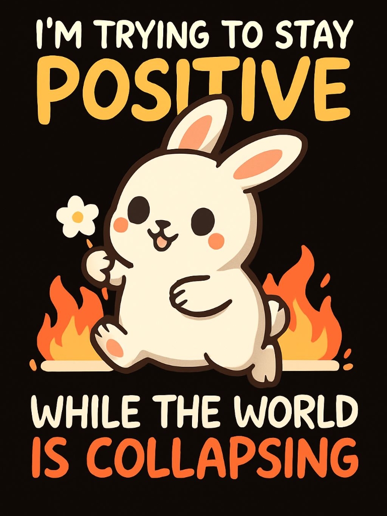 Cheerful Bunny Holding Flower with Positive Message Poster