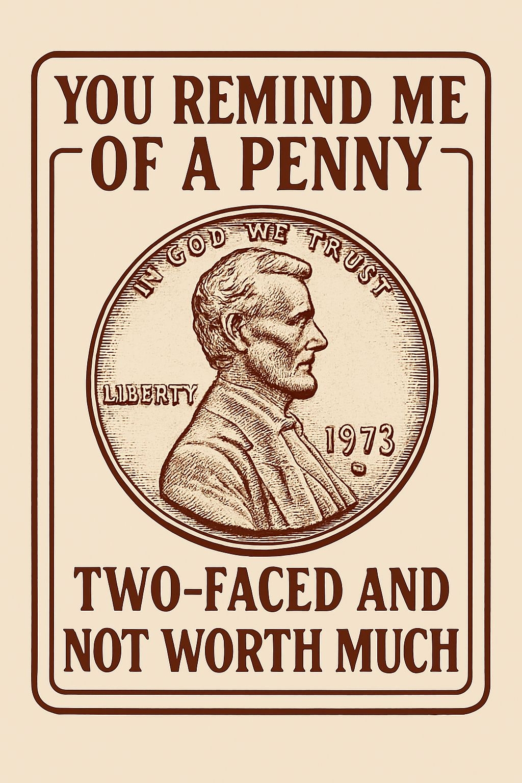You Remind Me of a Penny Vintage Coin Illustration Poster