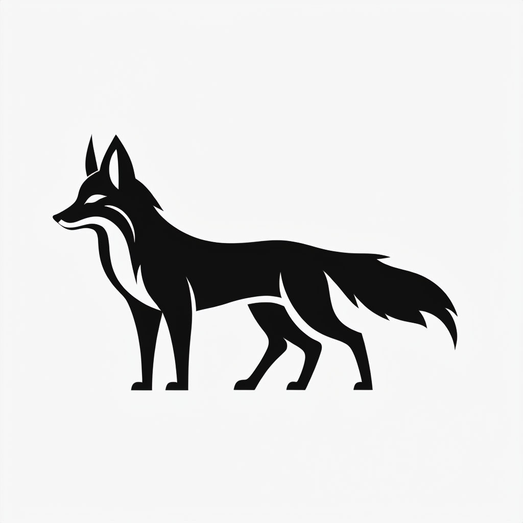 Minimalist Black Fox Silhouette Design Sticker