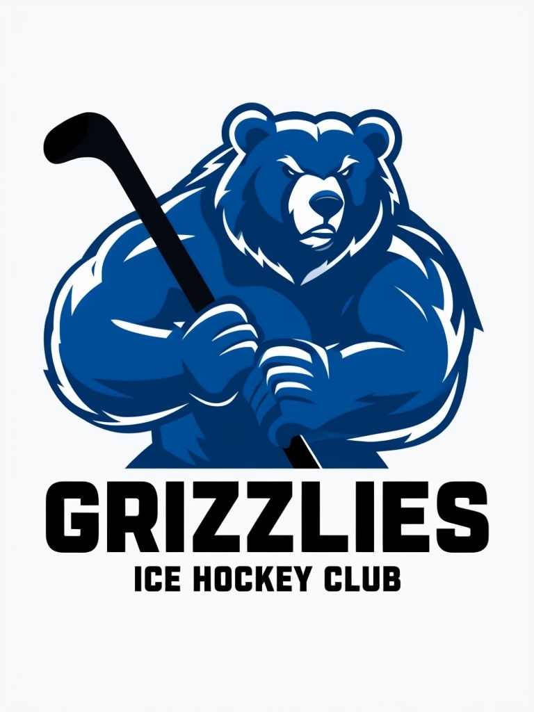 Dynamic Grizzlies Ice Hockey Club Bear Logo T-Shirt