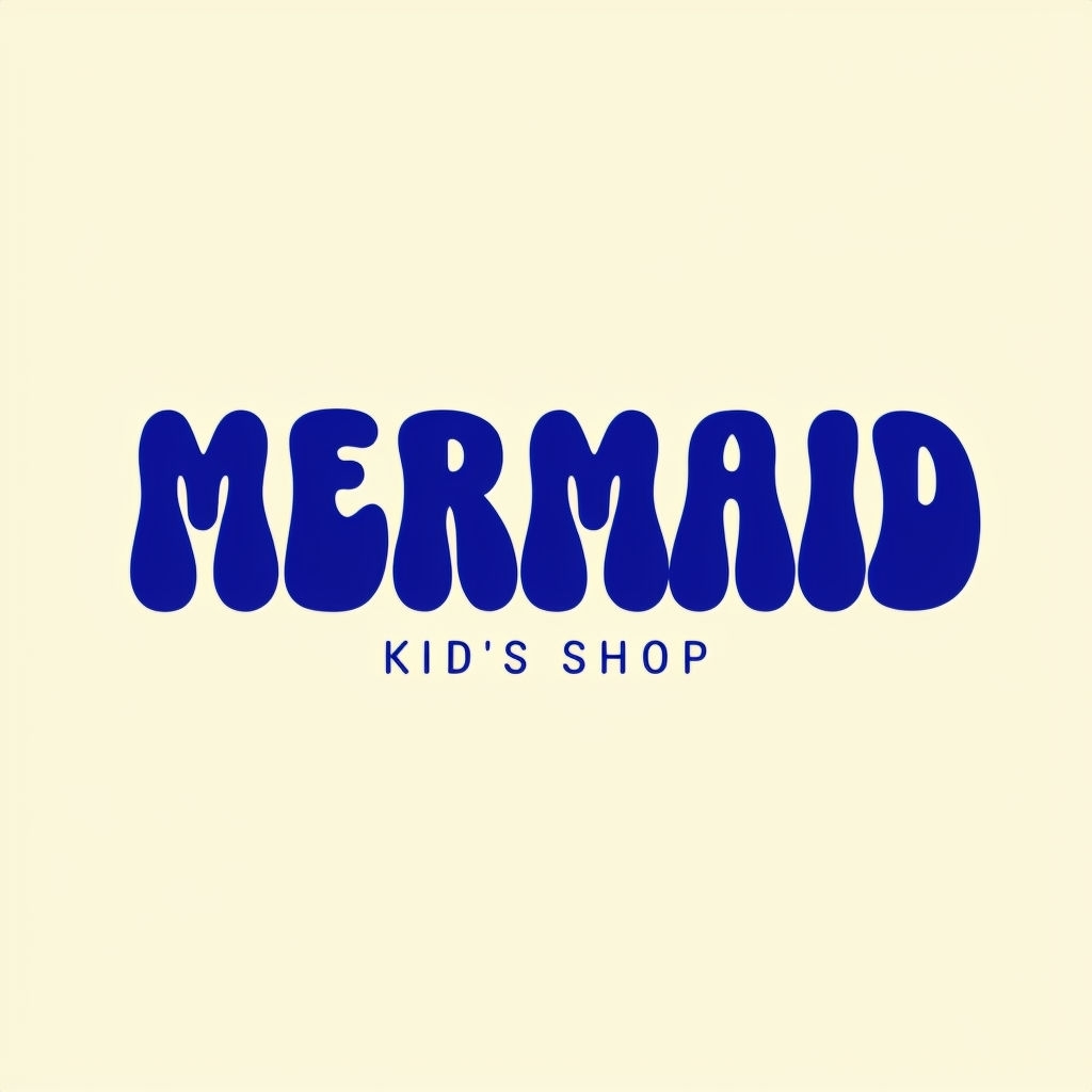 Navy Blue Mermaid Kid's Shop Playful Logo Design