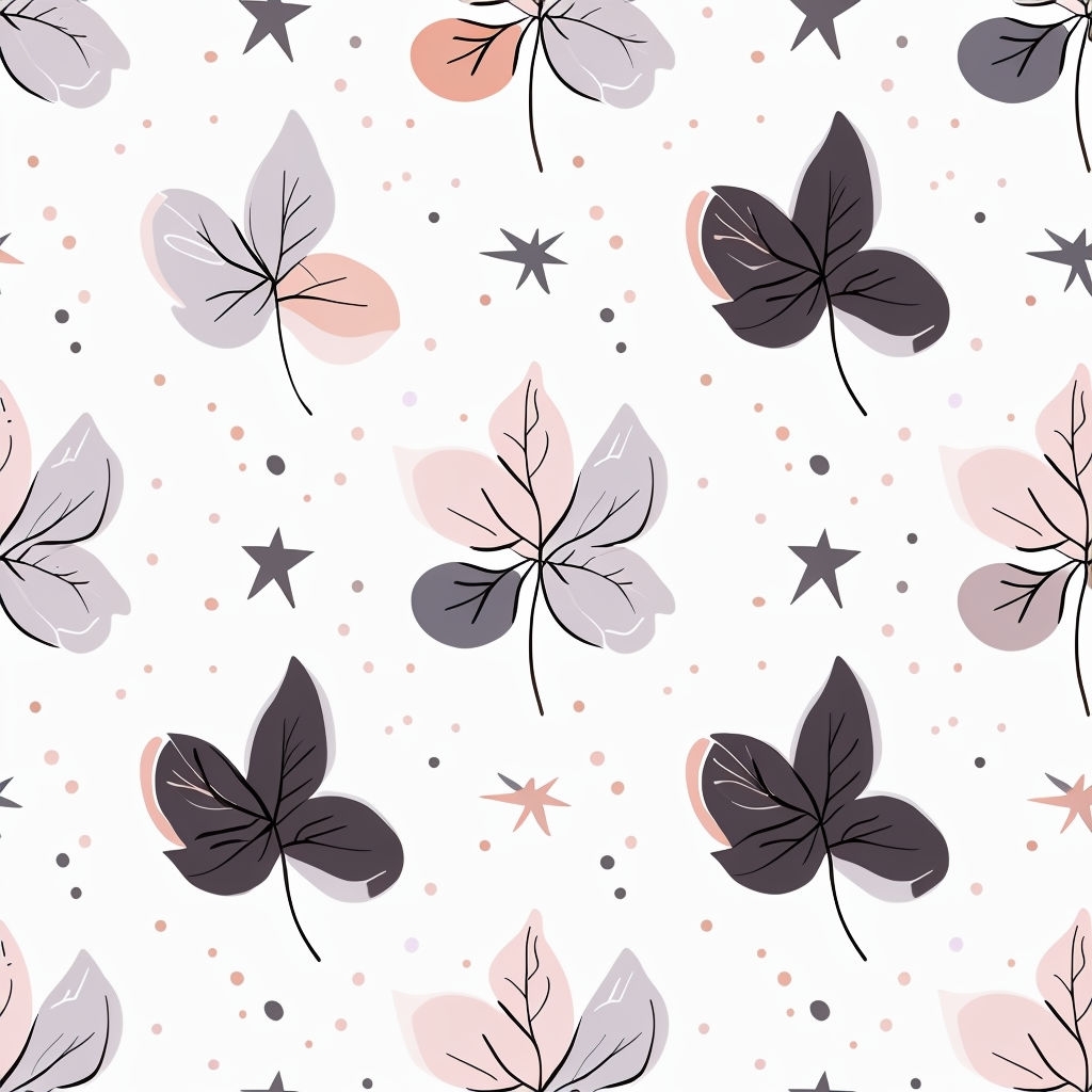 Stylized Leaves and Stars Seamless Pattern for Modern Textiles