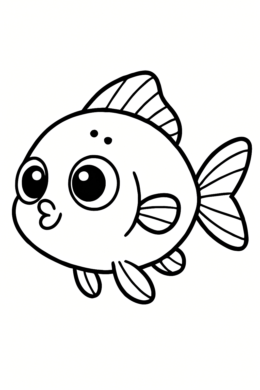 Cute Cartoon Fish Line Drawing for Coloring Book Pages