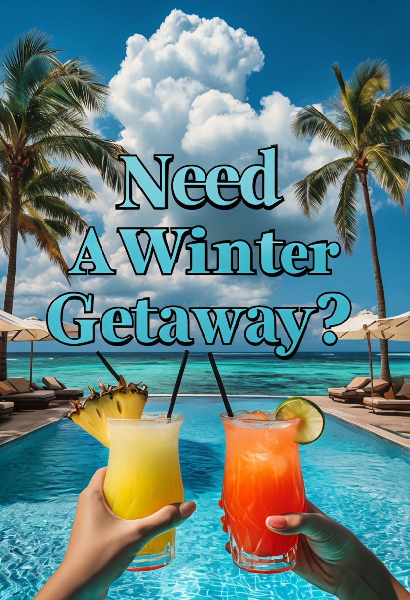 Tropical Winter Getaway Cocktails Relaxation Poster