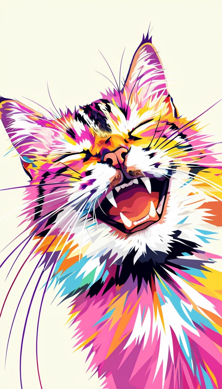 Vibrant Playful Cat Face Illustration Phone Case Cover