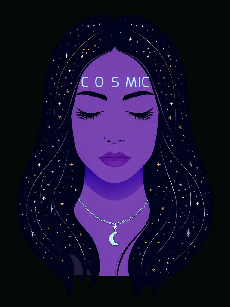 Celestial Cosmic Woman Graphic T-Shirt Design