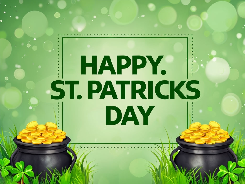 Festive St. Patrick's Day Greeting Card with Gold Coins Social Media Post