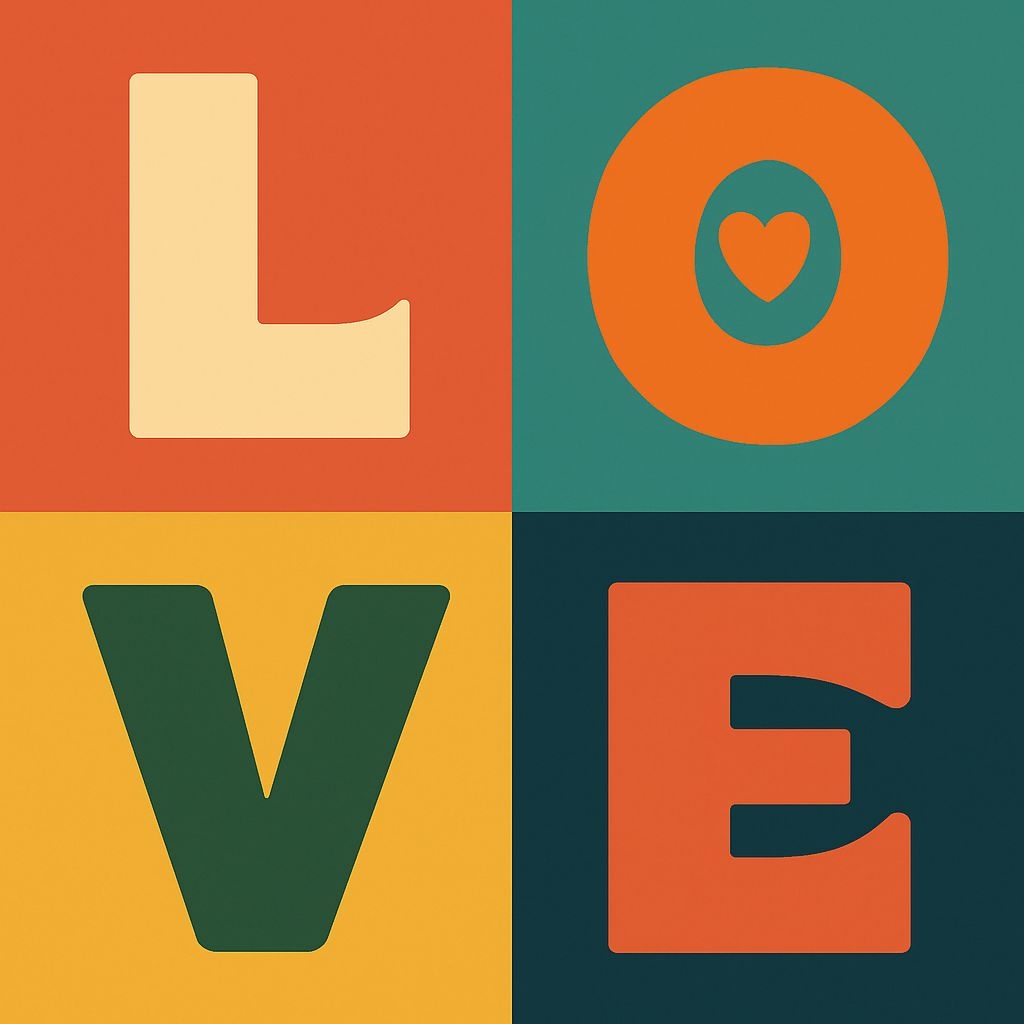 Colorful Modern Love Typography Graphic Design Seamless Pattern