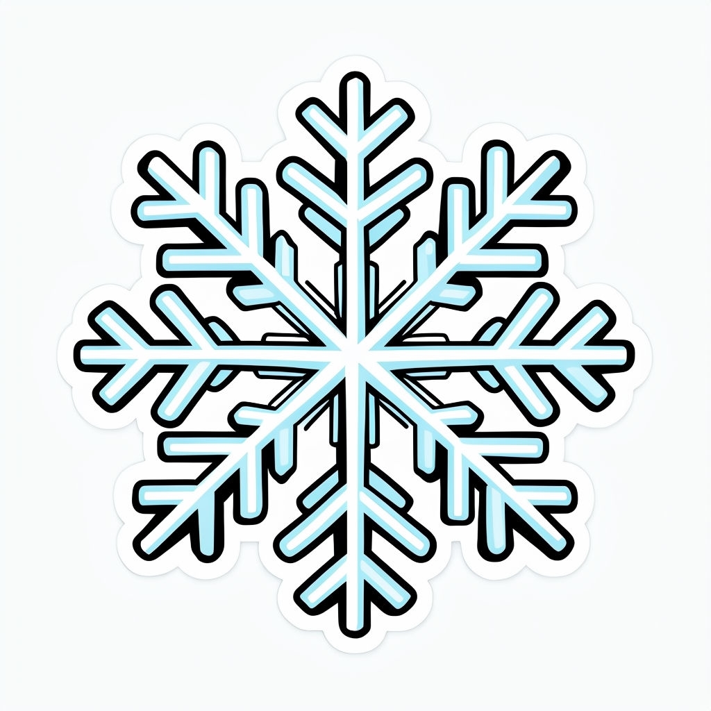 Intricate Cartoon Snowflake Design for Winter Sticker