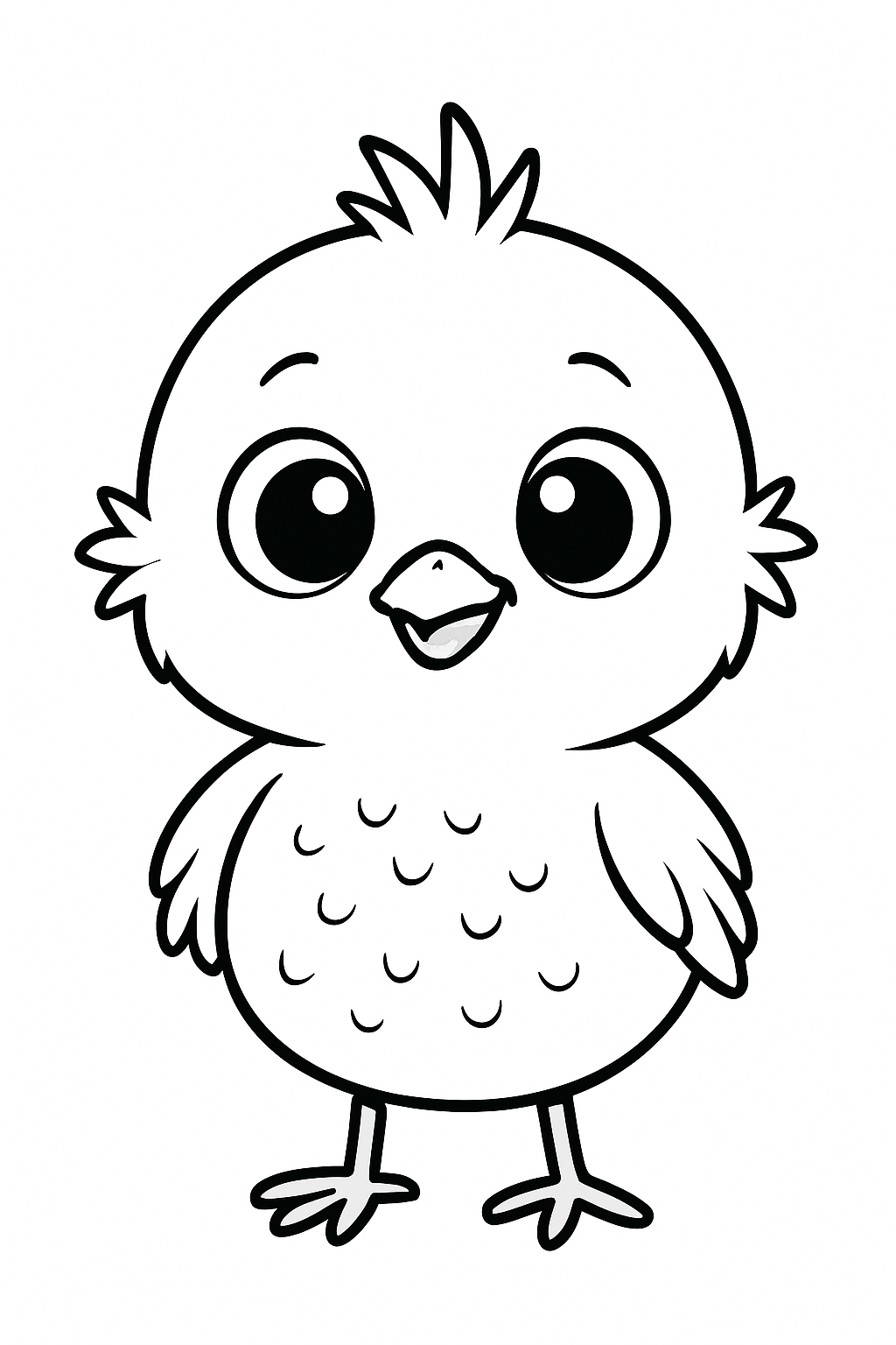 Cute Cartoon Chick Illustration for Coloring Book Pages