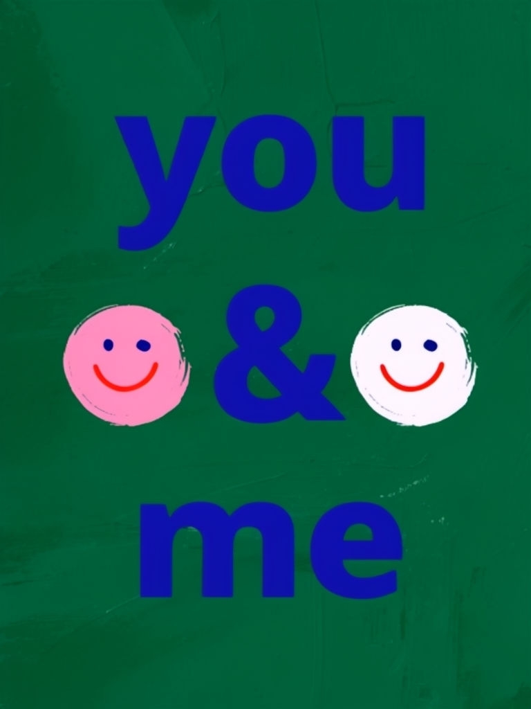 Playful You & Me Digital Art with Smiley Faces Poster
