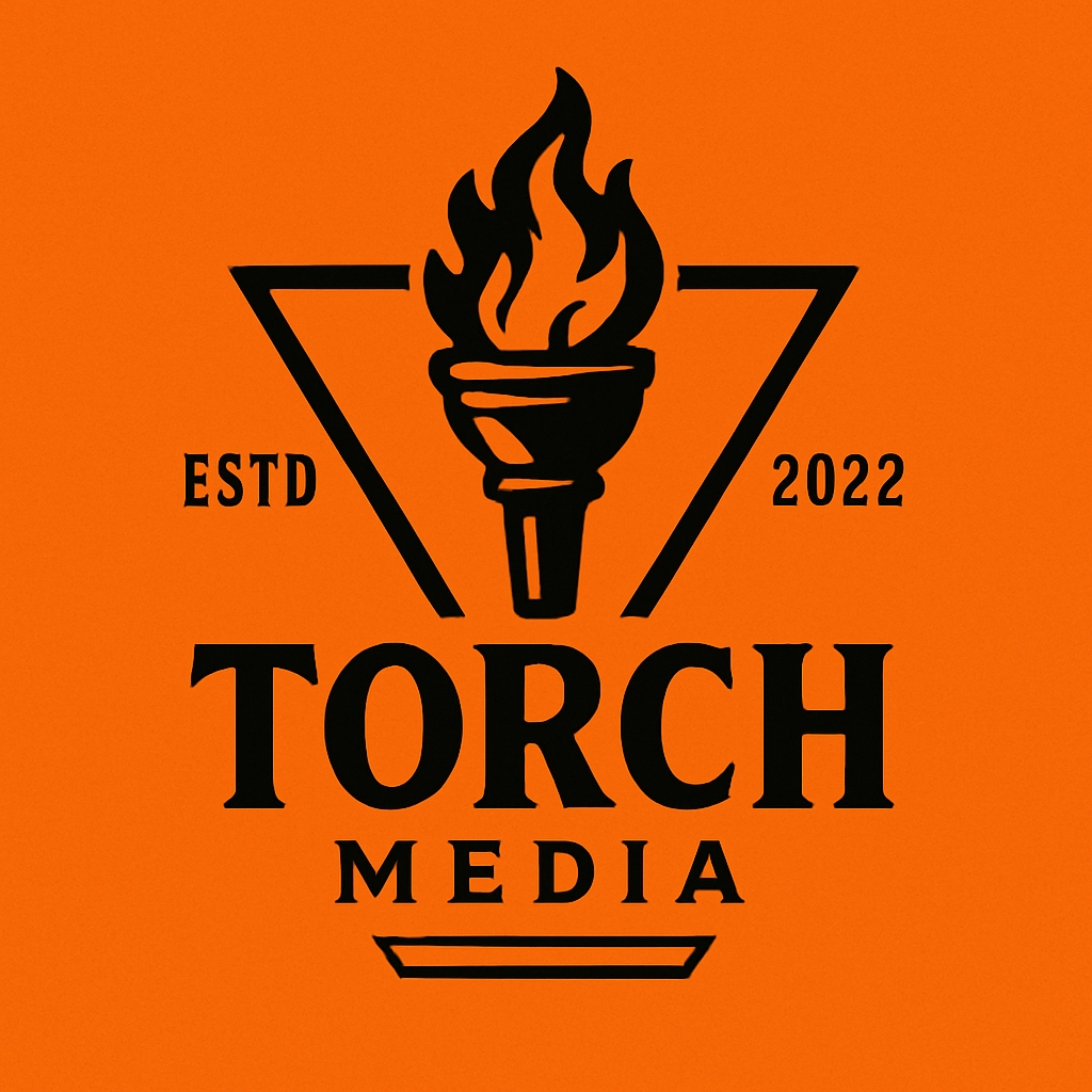 Modern Minimalist Torch Logo Design with Dynamic Flame Illustration