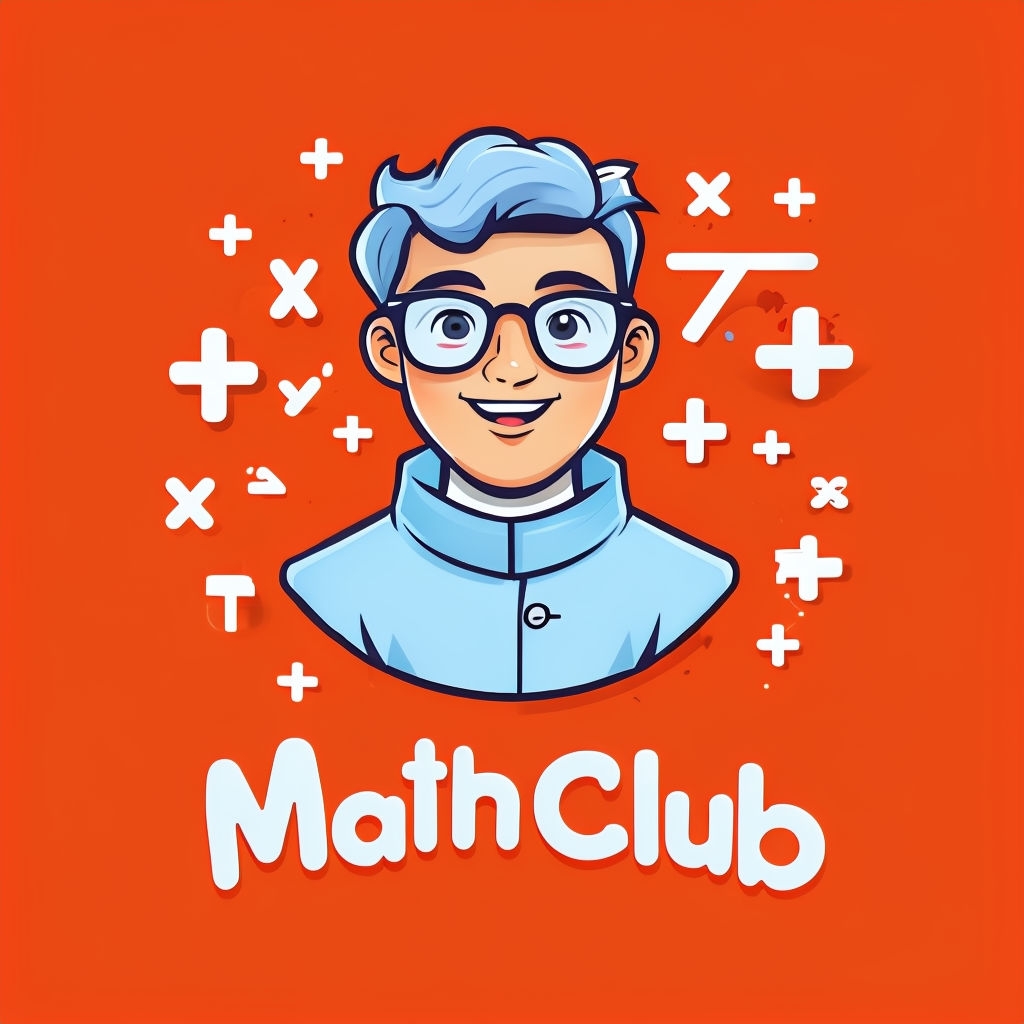 Friendly Mathematician Logo for Math Club with Symbols