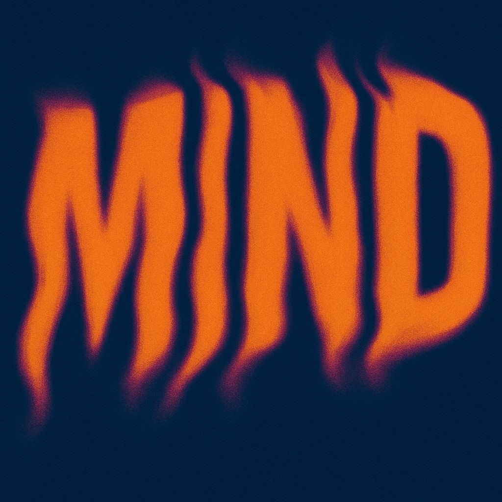 Neon Orange MIND Typography Design on Dark Navy Background T-shirt