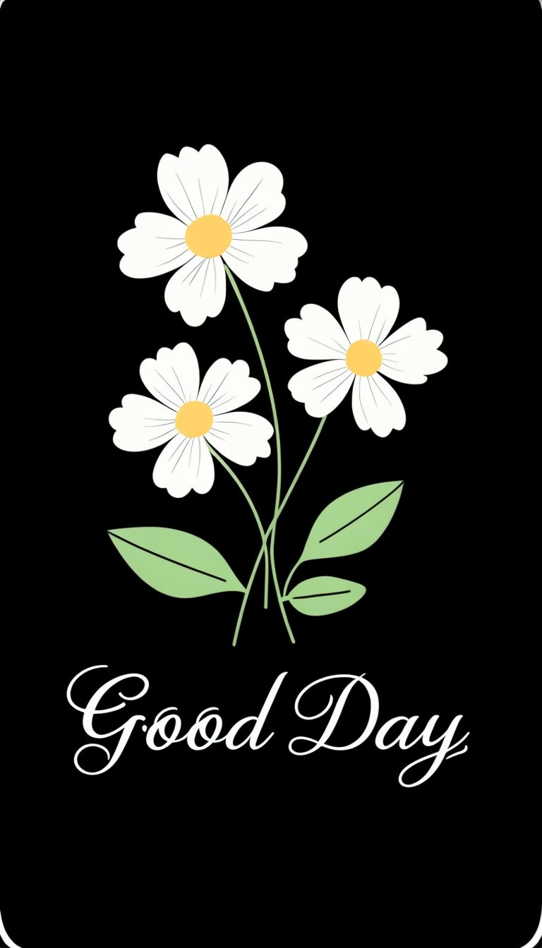 Cheerful Minimalist Daisy Flowers Good Day Art