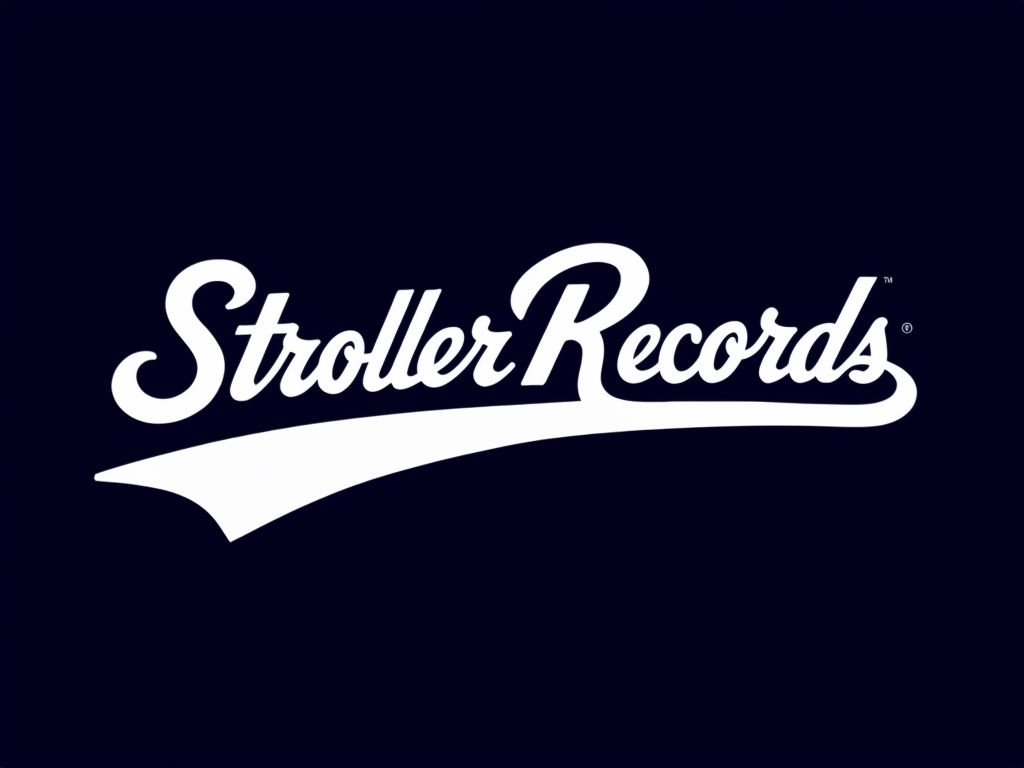 Minimalist Stroller Records Elegant Logo Design on Navy Background