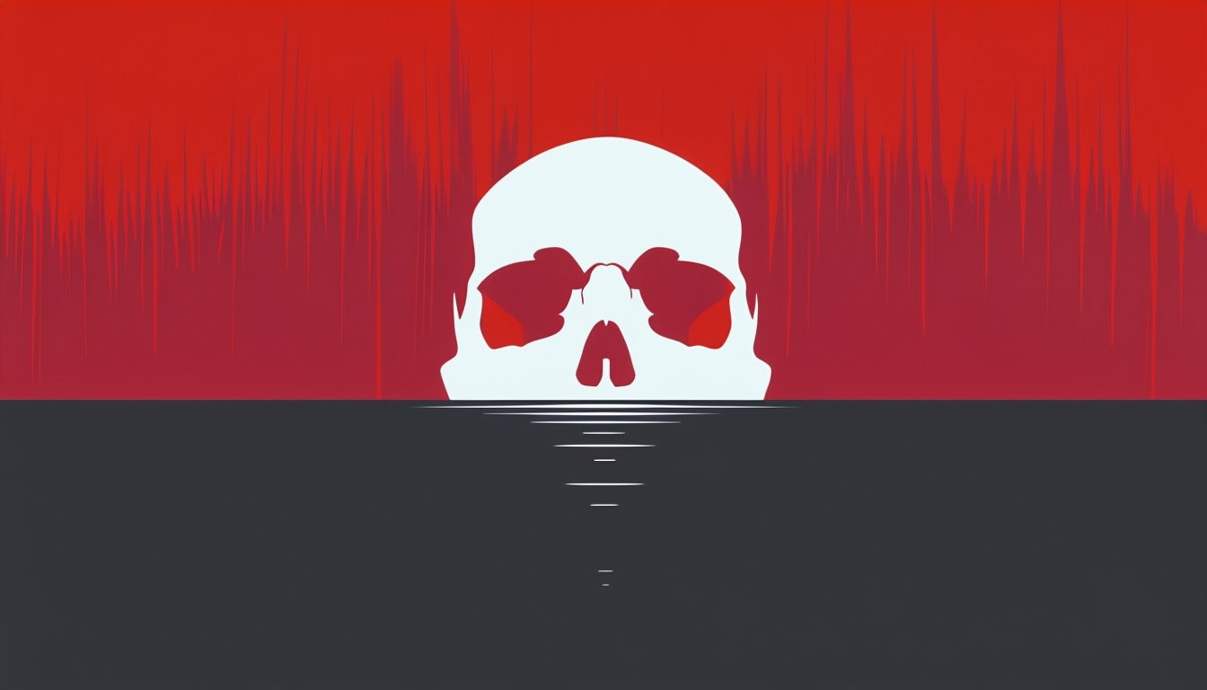 Minimalist Skull Silhouette with Bold Gradient Background Art Virtual Backgrounds