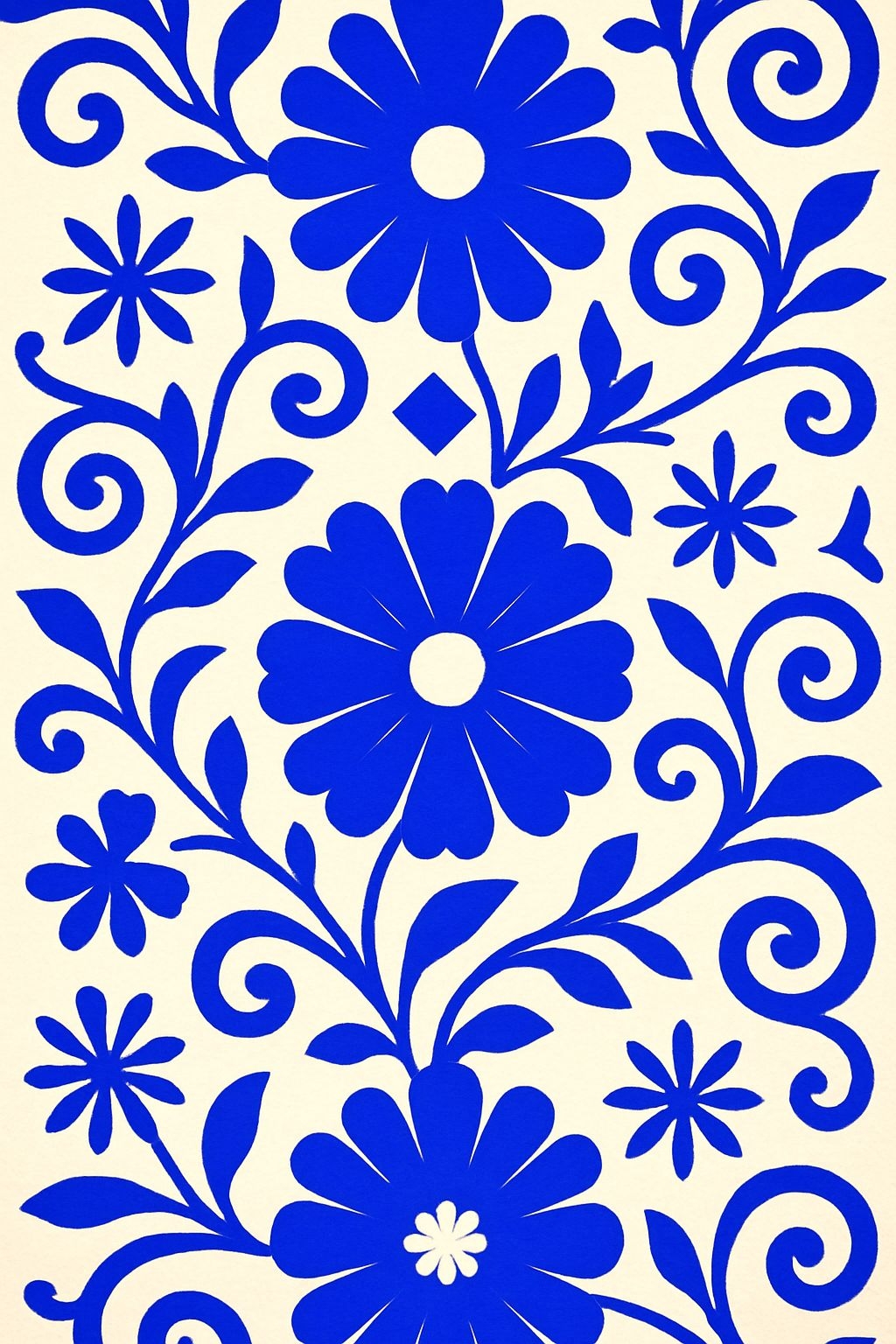 Royal Blue Floral Motifs Decorative Design Phone Case Cover