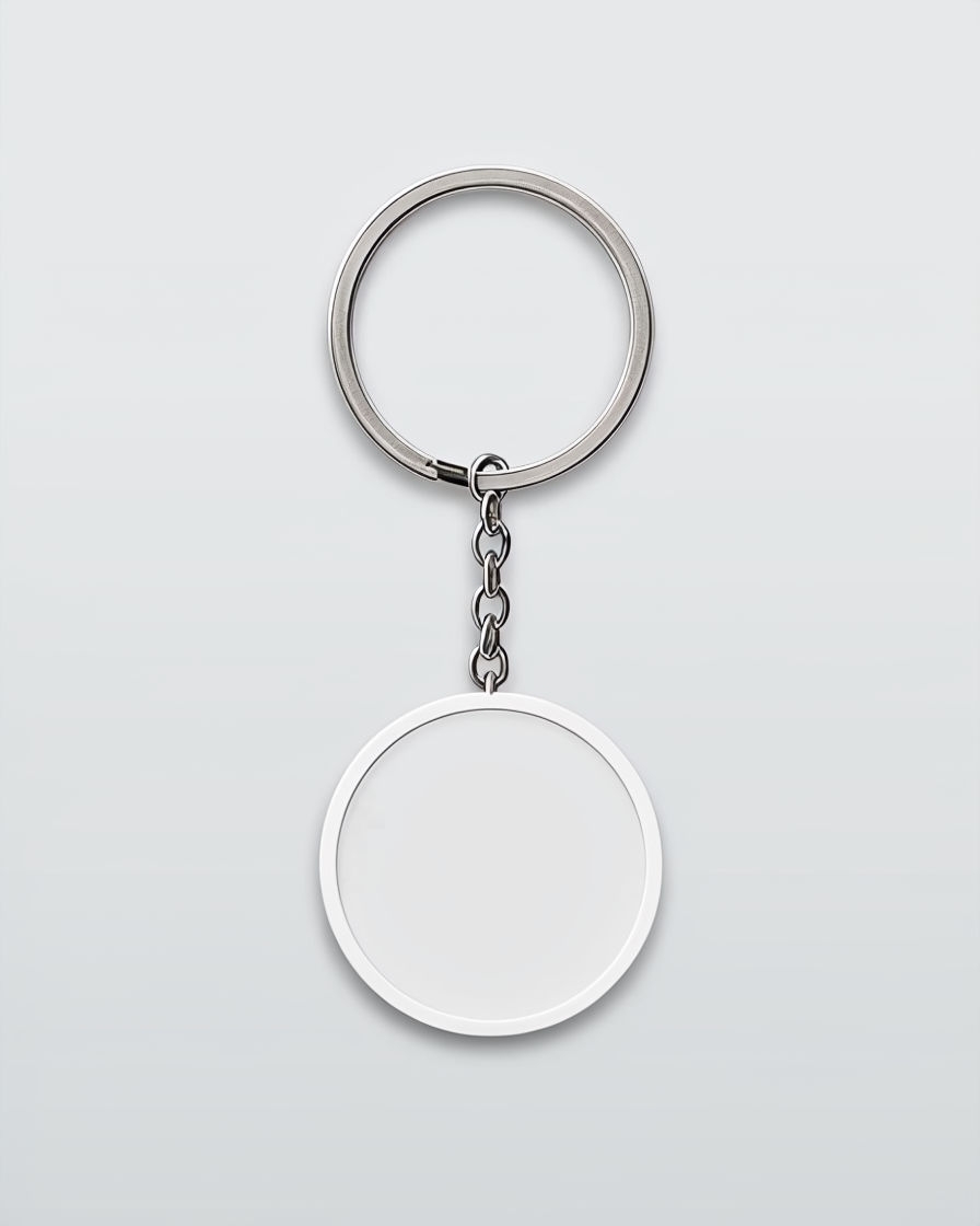 Minimalist Silver Keychain Pendant Design Mockup