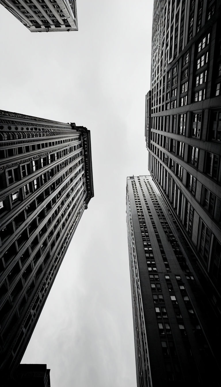 Dramatic Black and White Urban Architecture Vertical Perspective Mobile Wallpaper