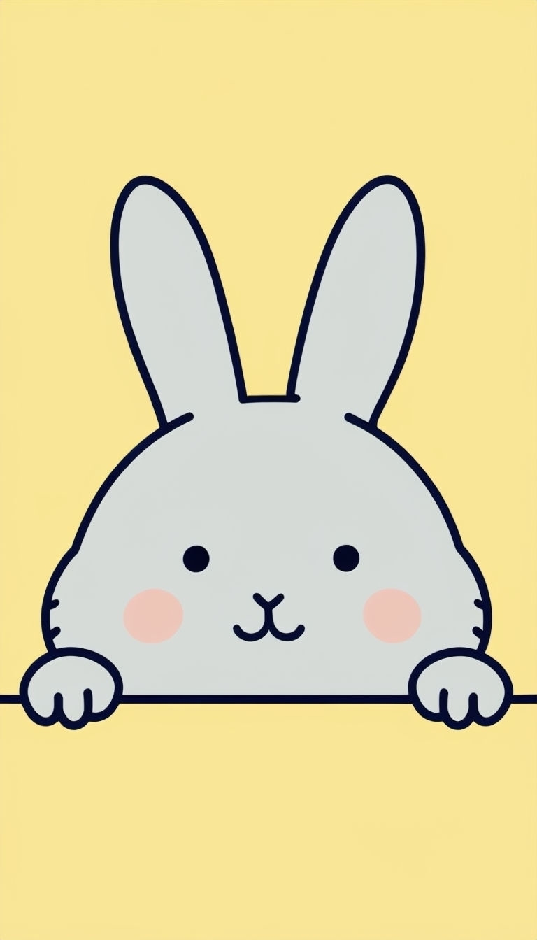 Adorable Light Gray Bunny Cartoon with Pink Cheeks Phone Case Cover