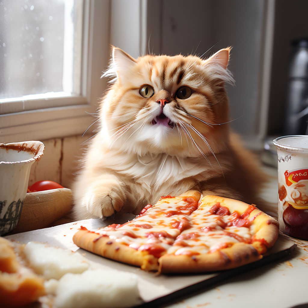 Picture of a cat eating pizza by Mobz Kxxj - Playground