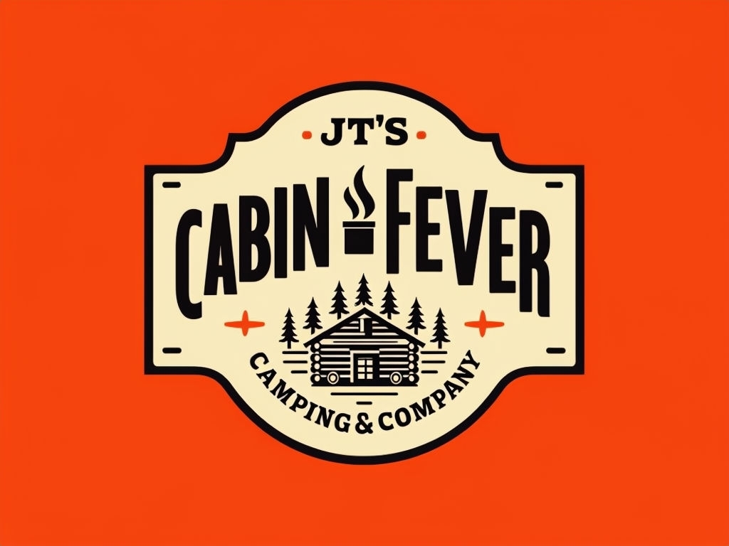 Vintage JT's Cabin Fever Logo Design for Rustic Hats