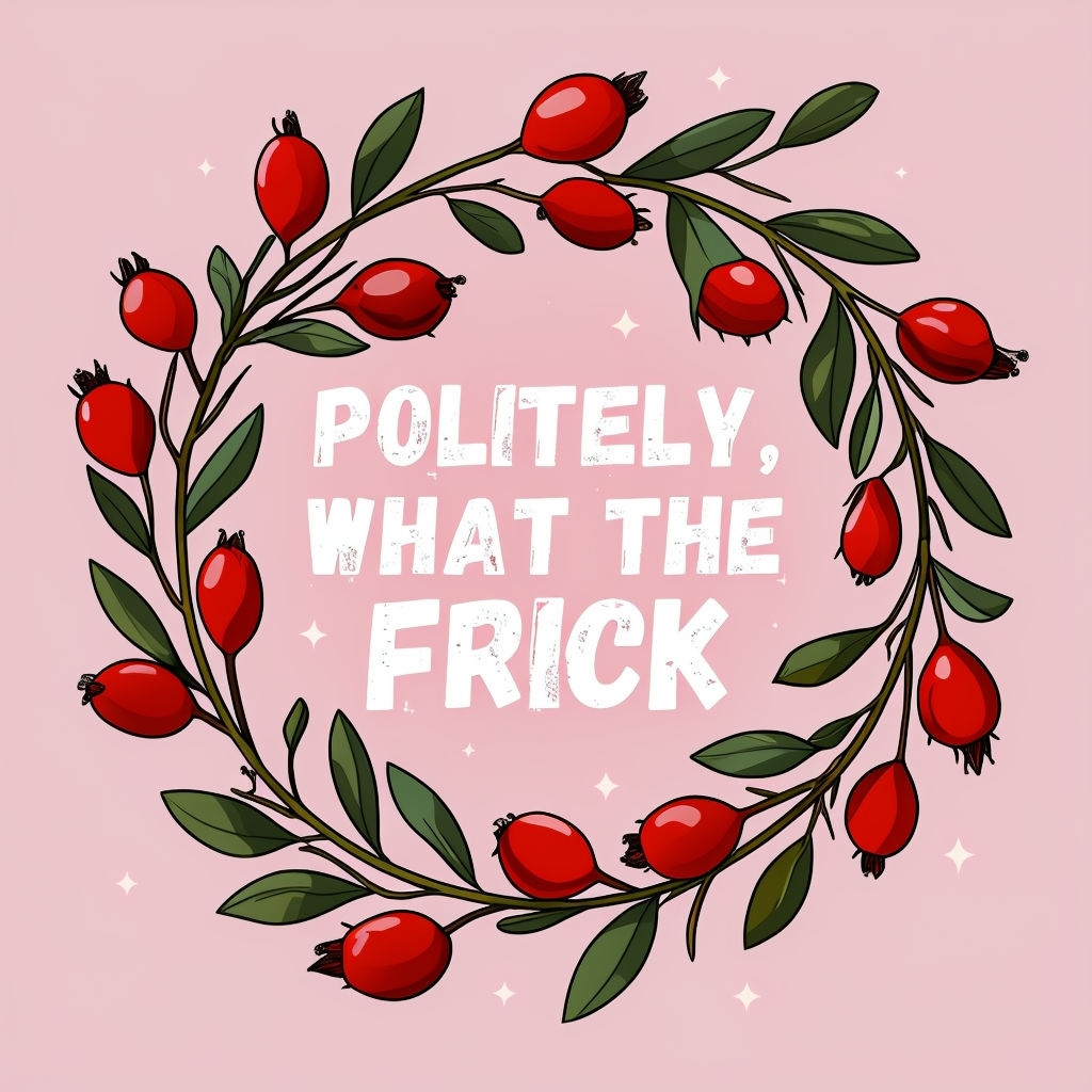 Whimsical Rosehip Wreath with Humorous Text Poster