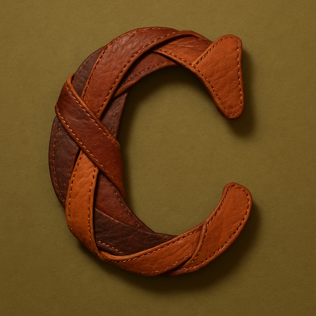 Braided Leather Letter C Close-Up Photography Monogram