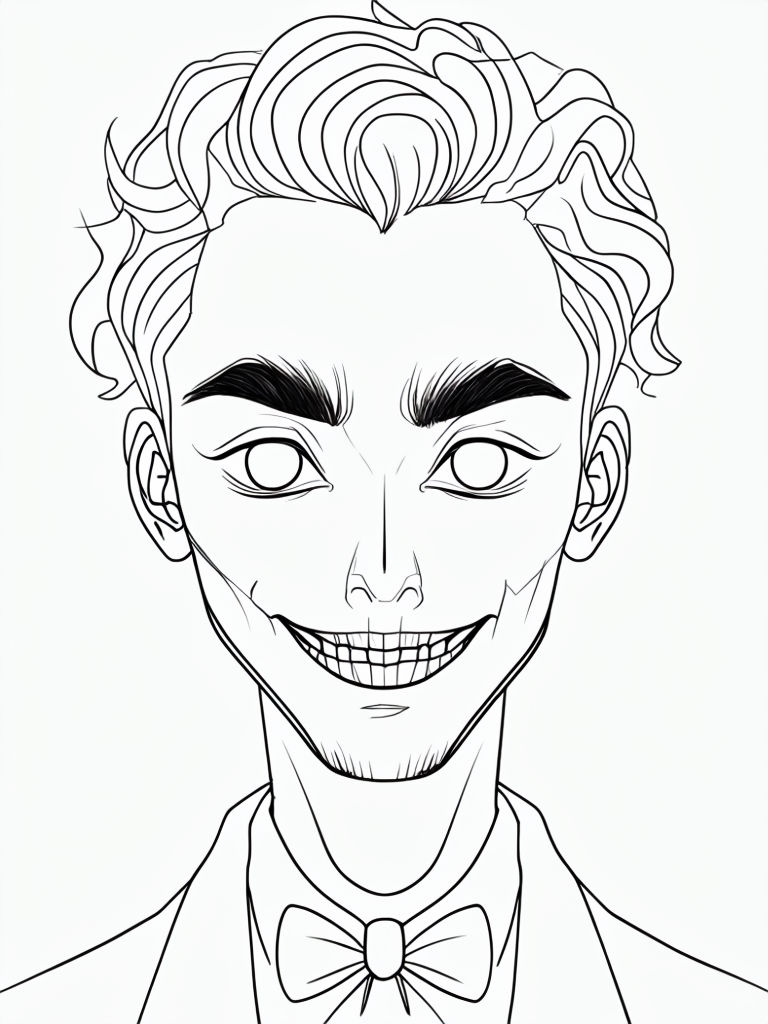 Surreal Line-Art Character Face Illustration for Creative Coloring Book Pages