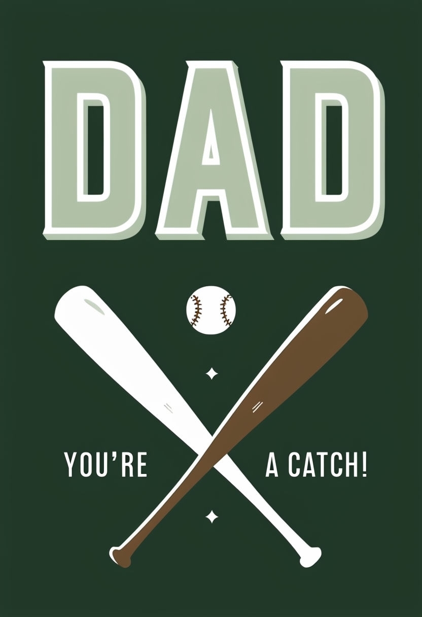 Celebratory Father's Day Design with Baseball Theme Card