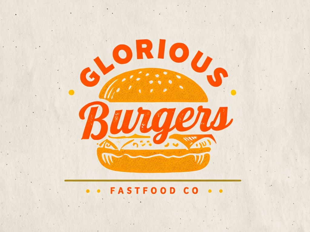 Glorious Mustard Yellow Burger Fast Food Logo