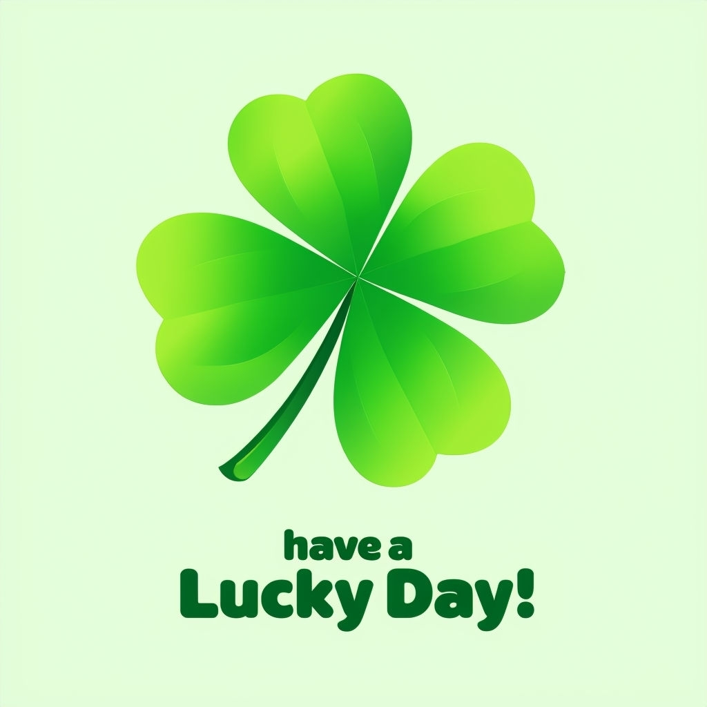 Vibrant Four-Leaf Clover with Have a Lucky Day Text Social Media Post