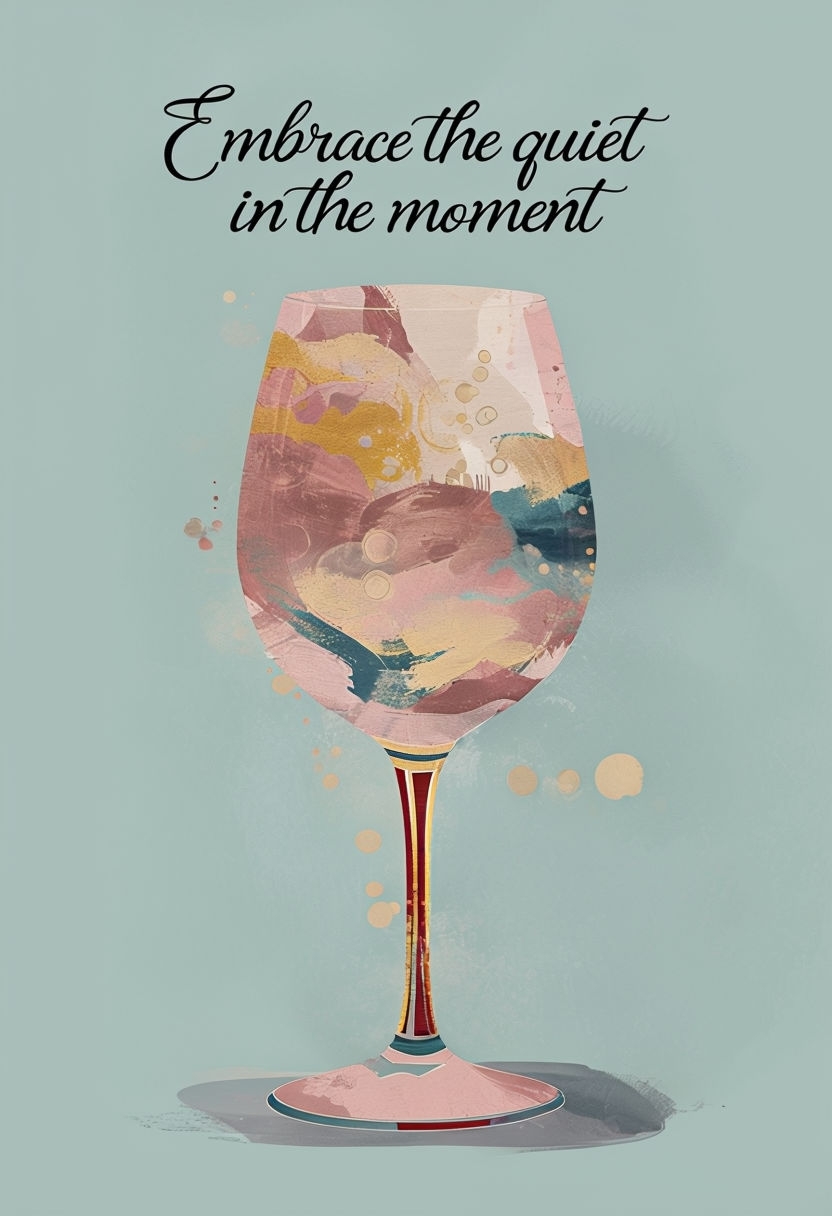 Abstract Wine Glass Illustration Embrace the Moment Art