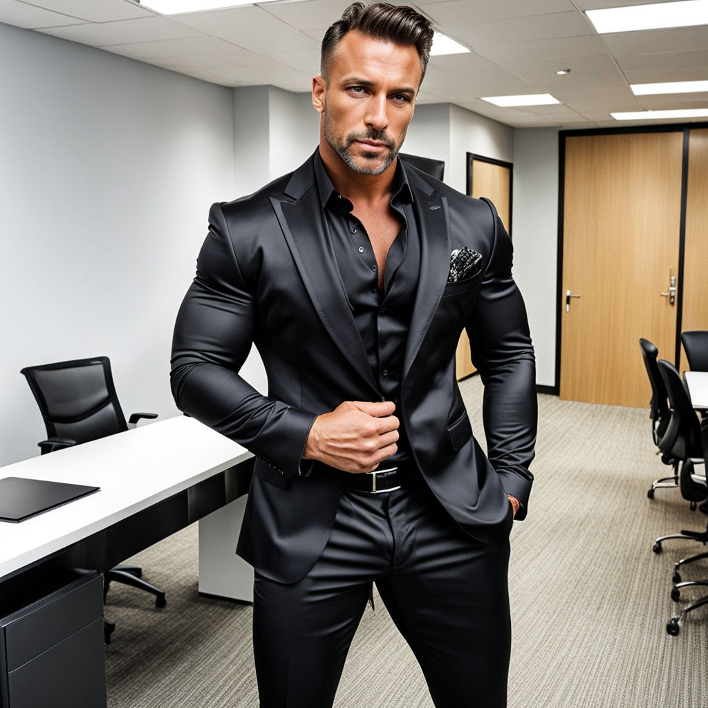 muscular man wearing a business suit