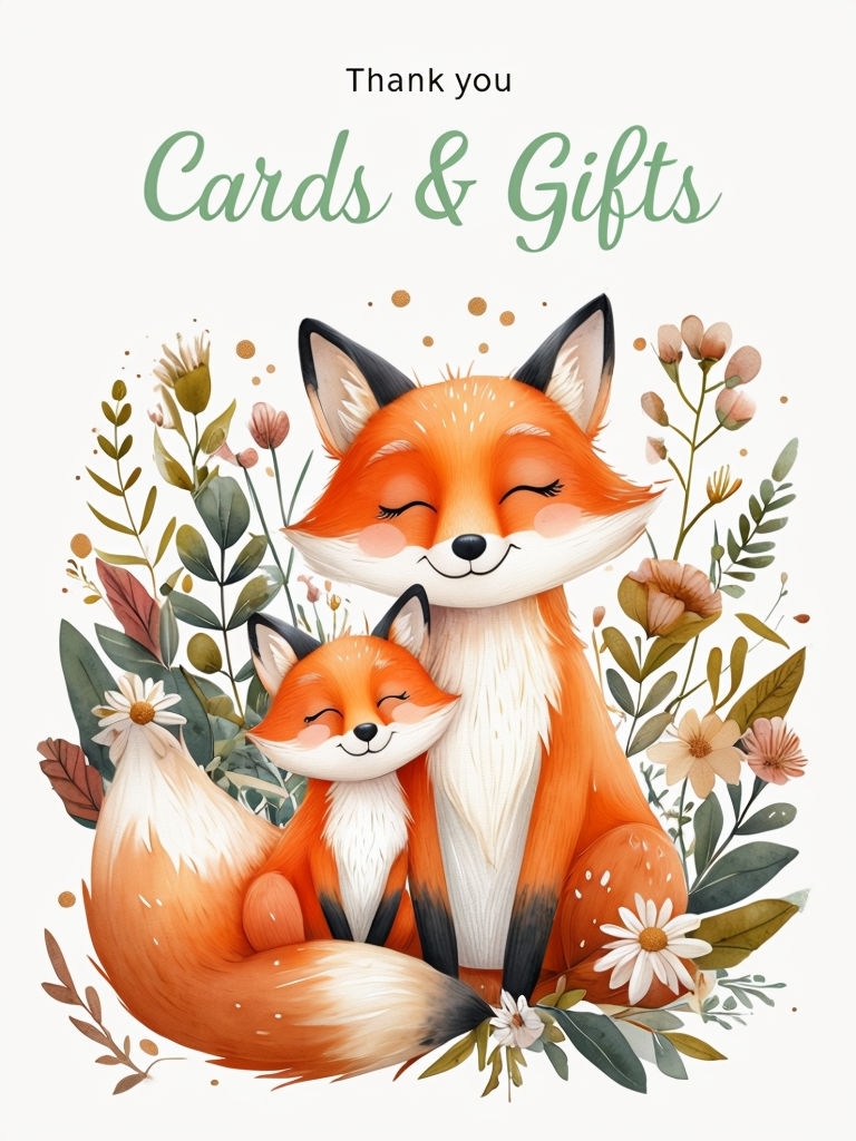 Whimsical Thank You Cards and Gifts Illustration Event Sign
