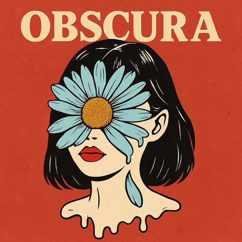 Surreal Pop Art Woman with Daisy and Teardrop Illustration Spotify Album Cover