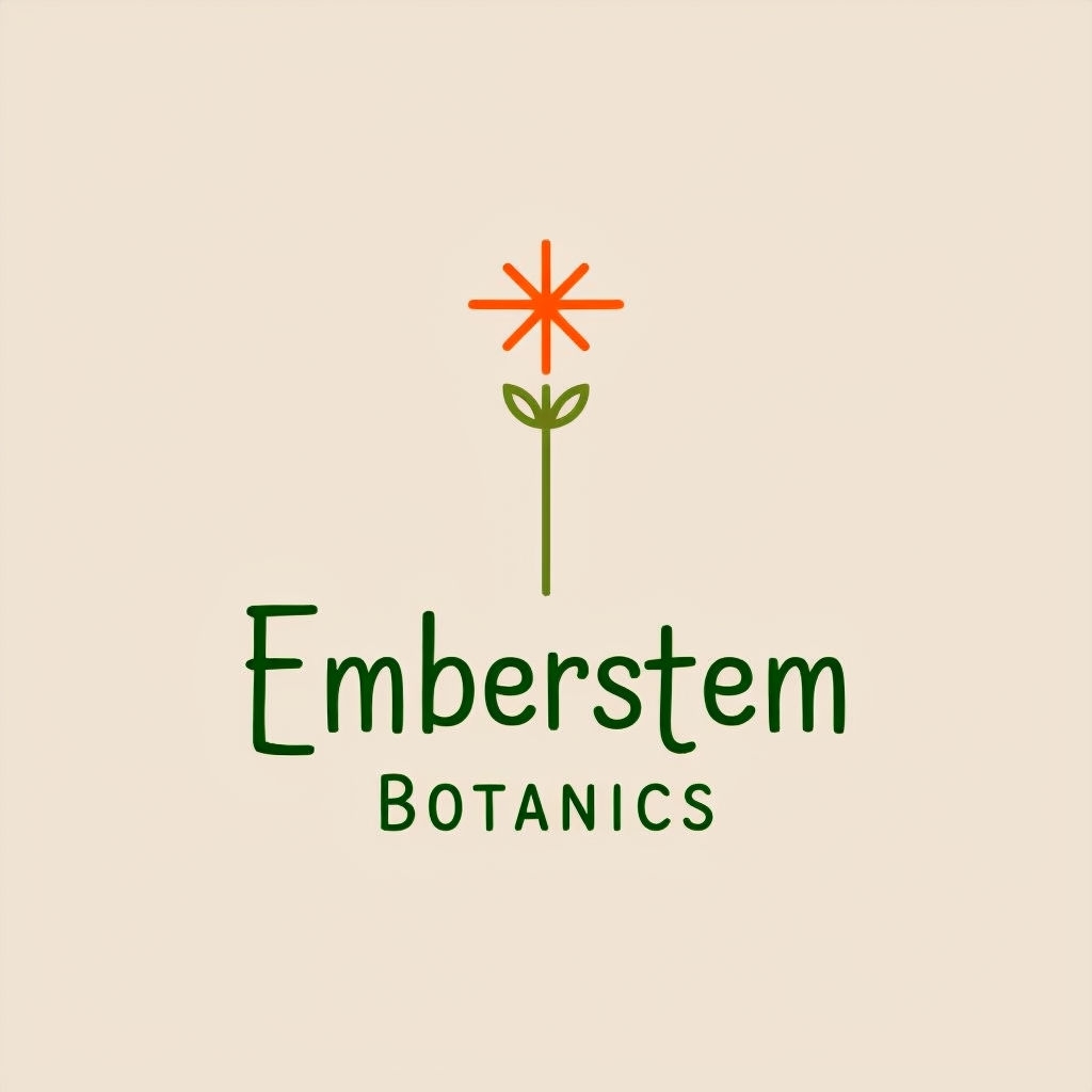 Minimalist Japandi Emberstem Botanics Logo Design for Unique Plants Logo