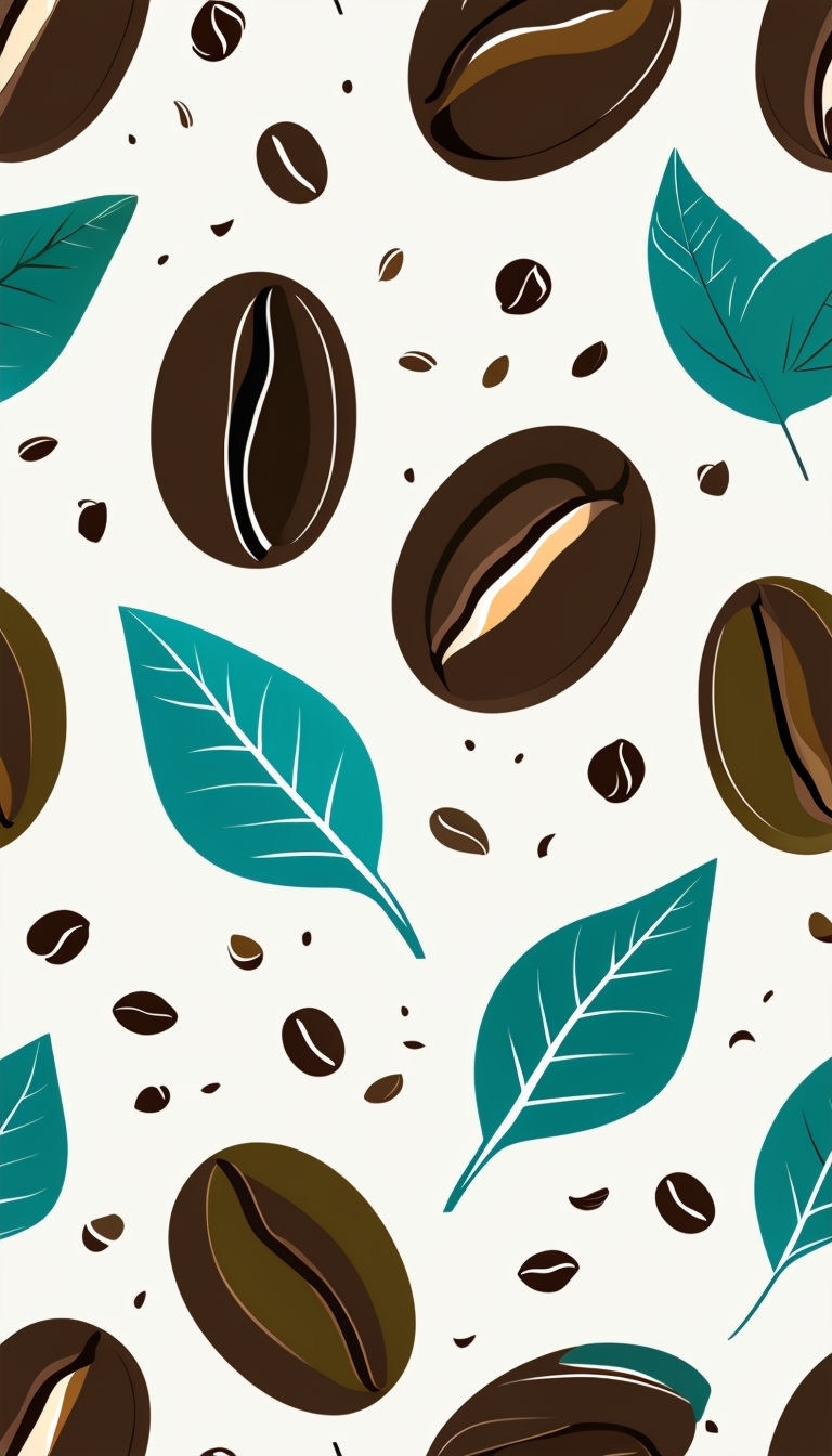 Stylized Coffee Beans and Leaves Seamless Pattern Phone Case Cover