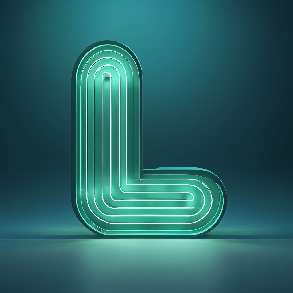 Emerald Green Three-Dimensional Neon Letter L Artwork Monogram