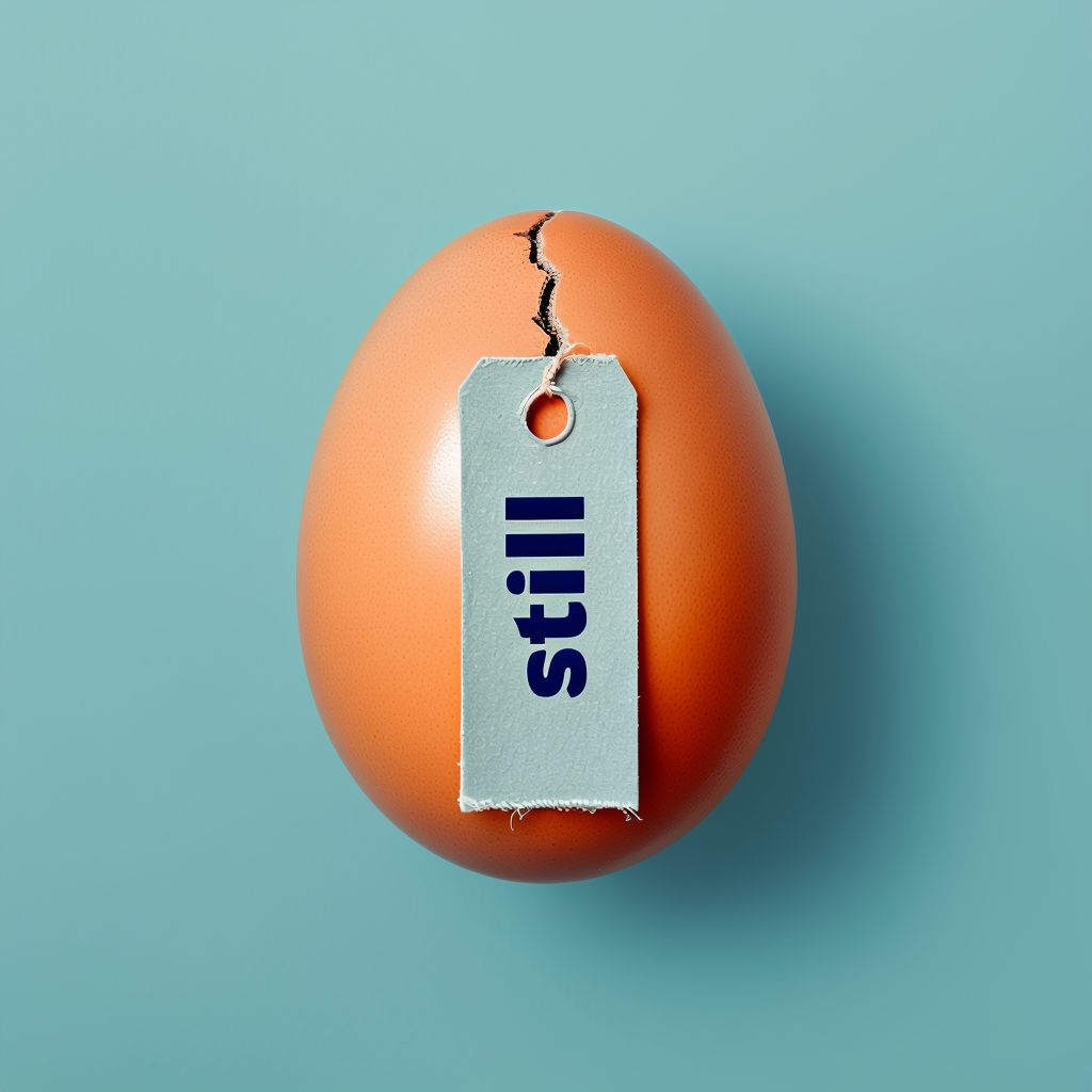 Minimalist Brown Egg with Tag on Teal Background Album Cover