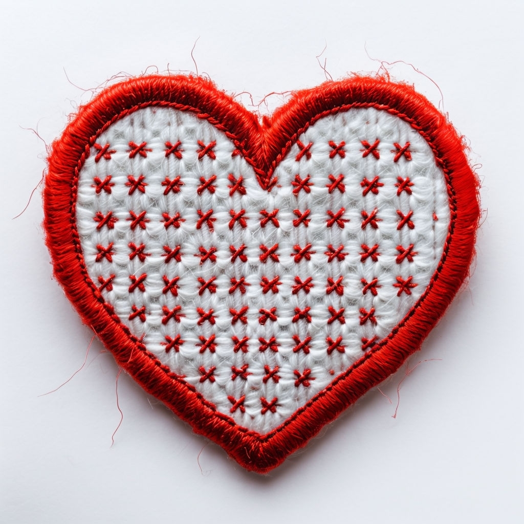 Charming Heart-Shaped Embroidered Patch Design T-Shirt