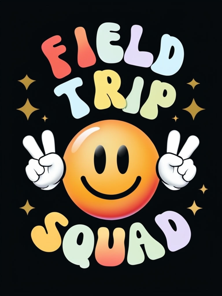 Playful FIELD TRIP SQUAD Smiley Face T-shirt Design
