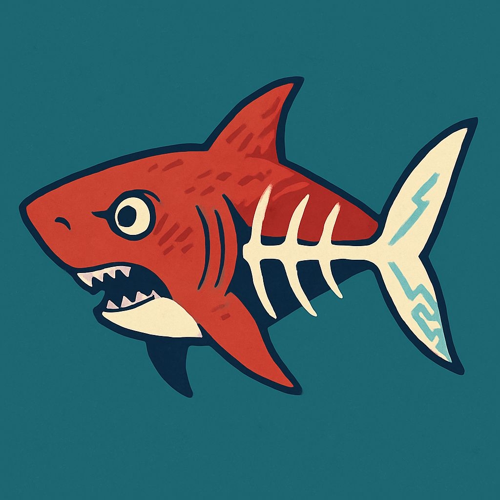 Vibrant Cartoon Shark Illustration on Teal Background T-shirt