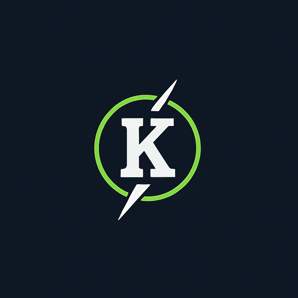 Modern Minimalist Bold K Logo Design with Lightning Elements Monogram
