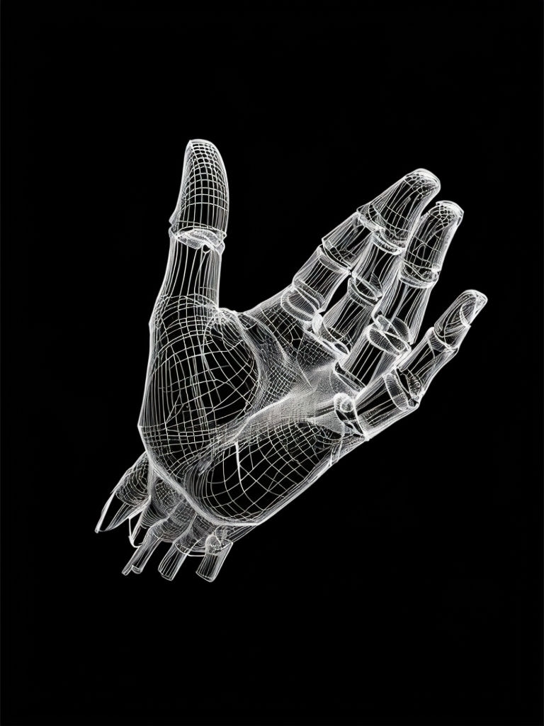 Intricate Wireframe Human Hand Illustration T-shirt