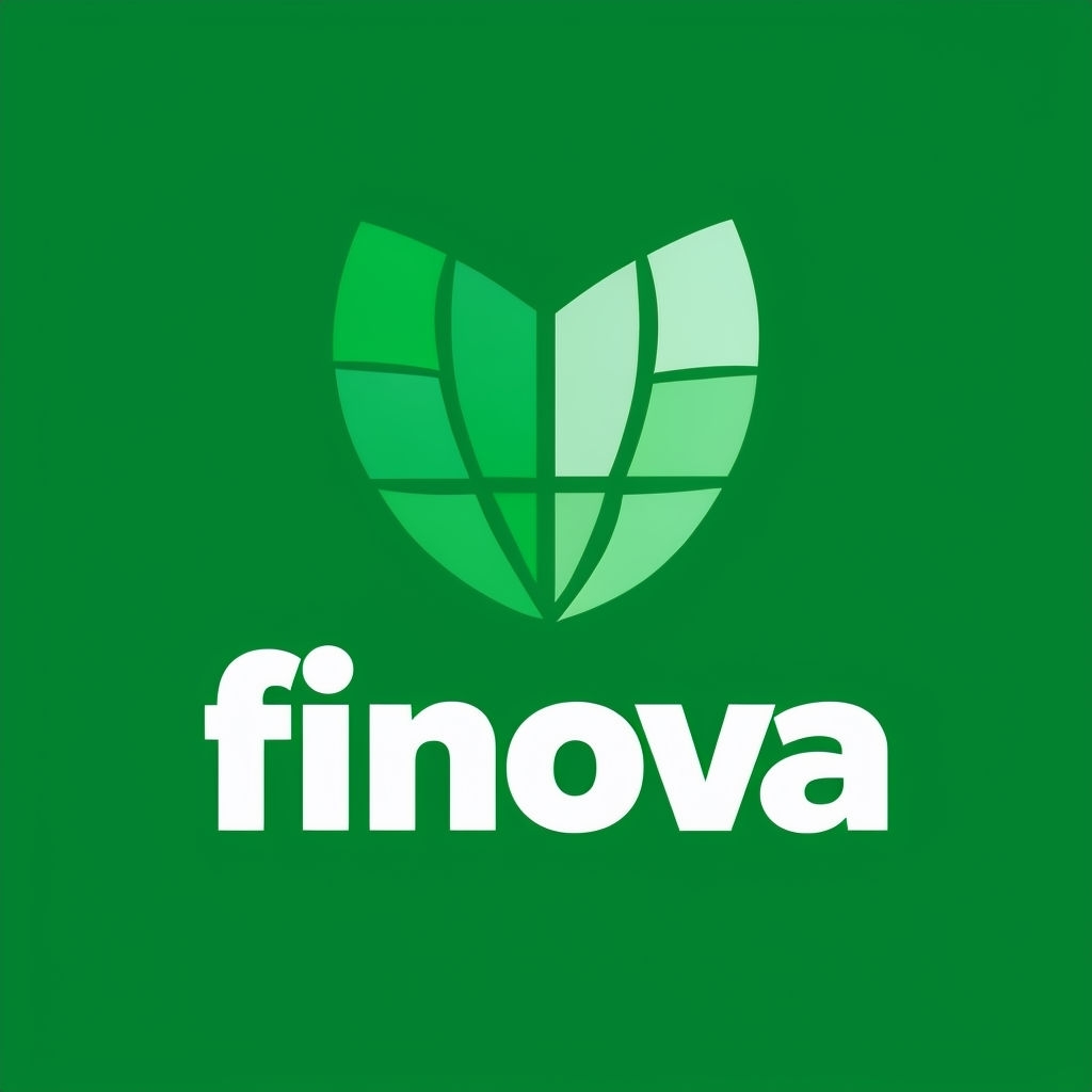 Modern Finova Leaf Logo Design on Forest Green Background