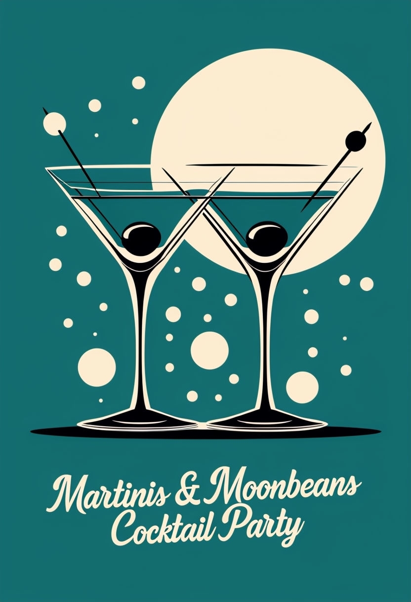 Elegant Martini Glasses Illustration for Cocktail Party Invitation