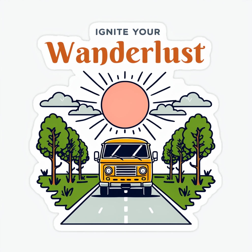 Ignite Your Wanderlust Retro Adventure Sticker