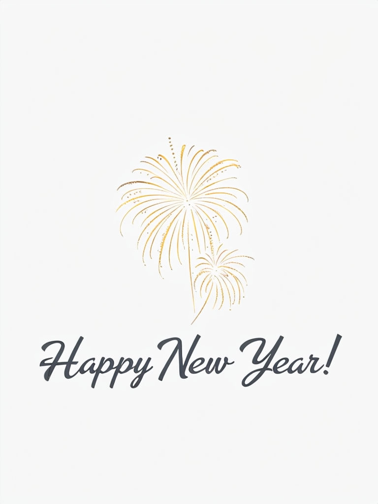 Minimalist Gold Fireworks Happy New Year Card